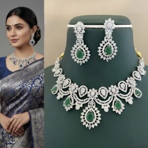 ad silver finish green necklase rs.1600