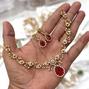 ad stone floral bud necklace rs.950
