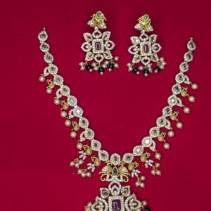 ad stone necklace with green hangings rs.1700 (offer rate rs.1550)