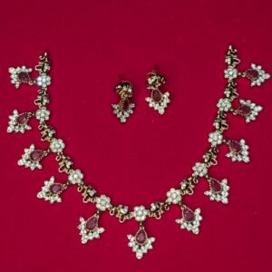 black antique finish ad cum rose stone necklace rs.950