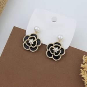 black camellia floral studs rs.650 (offer rate rs.550)