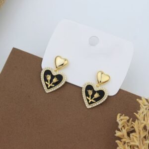 black onyx heart with floral earring rs.450