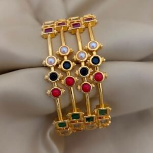 gold look alike multi stone bangles 2.8 rs.720