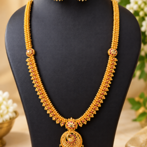 gold plated peacock haaram rs.1200