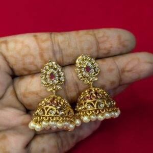gold plated stone jumka rs.350