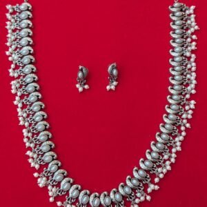 oxidised love birds haaram with pearl hangings rs.910