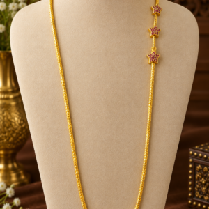 pink stone star mugappu chain rs.700