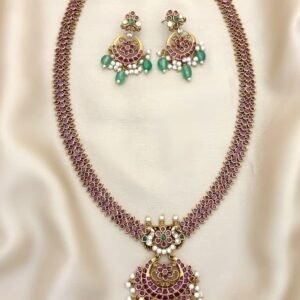 pink stone haaram without idol rs.1800