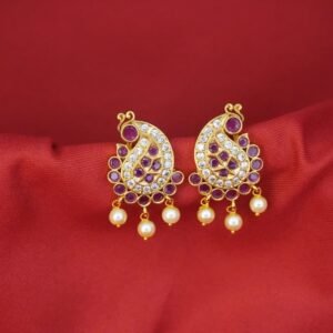 pink & white stone peacock stud rs.450