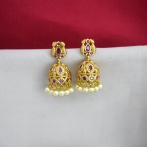 red stone gold colour jhumka rs.
