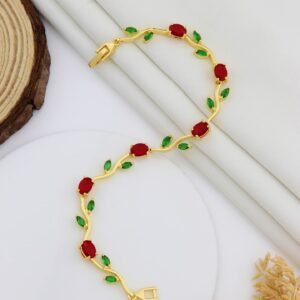 red with green tulip bracelet rs.250