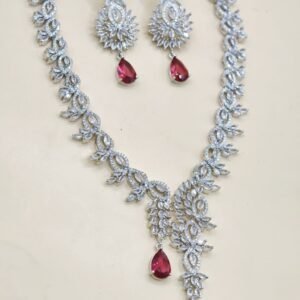 silver finish ad stone necklace rs.1650
