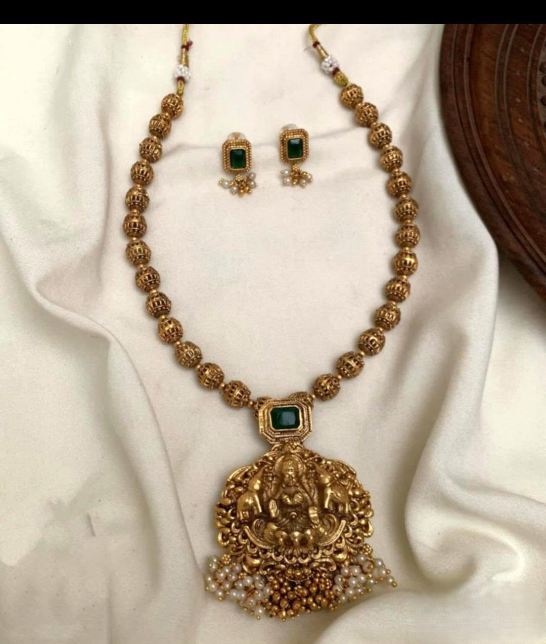 simple ball type chain with laxmi pendant simple ball type chain with laxmi pendant