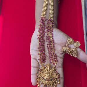 temple pink beads haaram 1600 (offer price rs.1300)