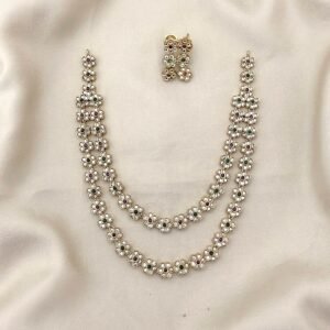 two lined floral ad stone necklace rs.1050