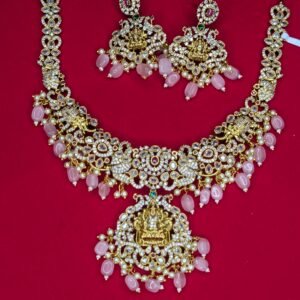 victorian necklace with pink hangings rs.2300