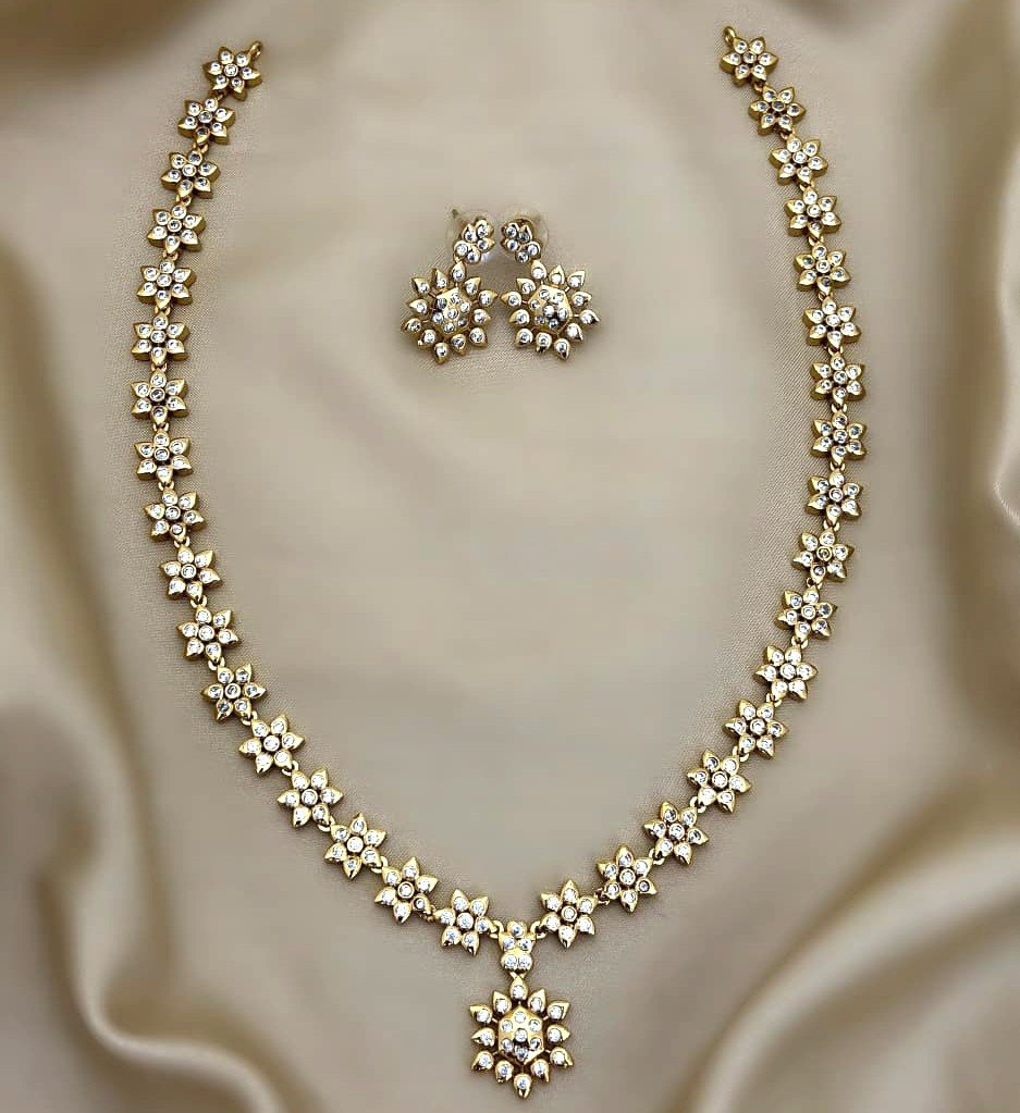 white stone floral chain rs.950 white stone floral chain rs.950