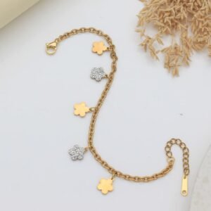 gold cz chain bracelet rs.300